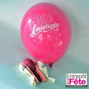 Ballon Anniversaire Blanc x6