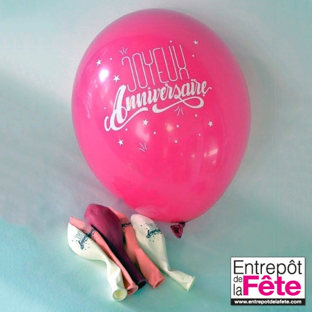 Ballon joyeux anniversaire Fuschia 30 ans x 8 - Décoration de