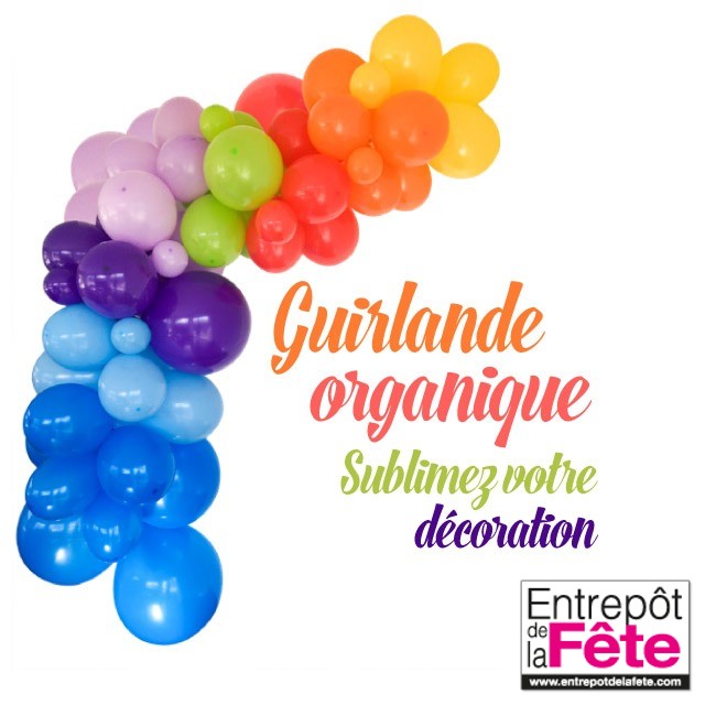 Guirlande ballon organique arc en ciel - L'Entrepôt de la Fête