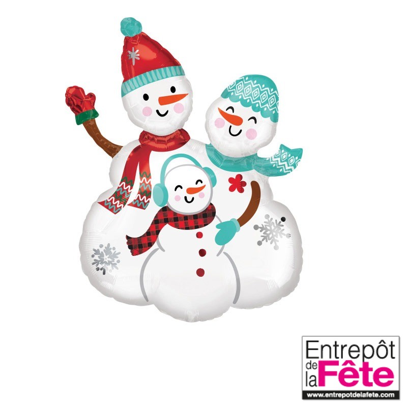 Ballon de noël bonhomme de neige double tête - L'Entrepôt de la Fête