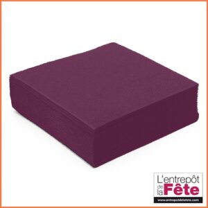 Lot de 50 serviettes voie sèche couleur violet aubergine.