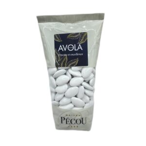 Sachet de 500 g de dragée amande Avola extra blanc nacré Pécou.