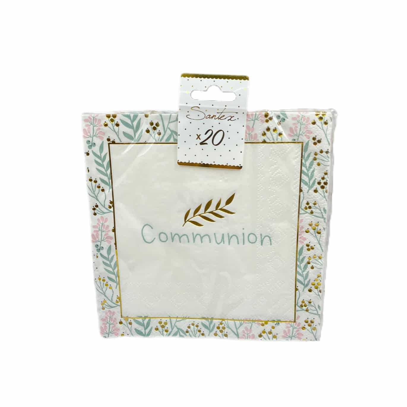 20 serviettes jetables Communion dorées croix