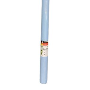 image d'un rouleau de nappe bleu ciel dans son emballage. Les dimensions sont : 1,2 mètre pour un rouleu de 6 mètres de nappe.