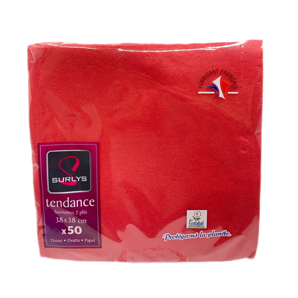 paquet de 50 serviettes jetables rouges