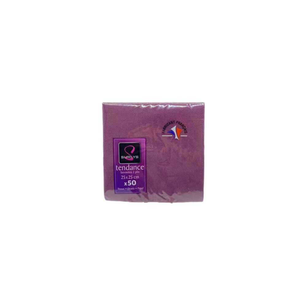 paquet de 50 serviettes jetables violettes prune.