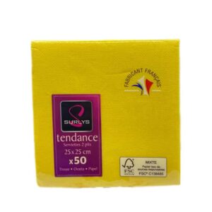 paquet de 50 serviettes jetables jaunes.
