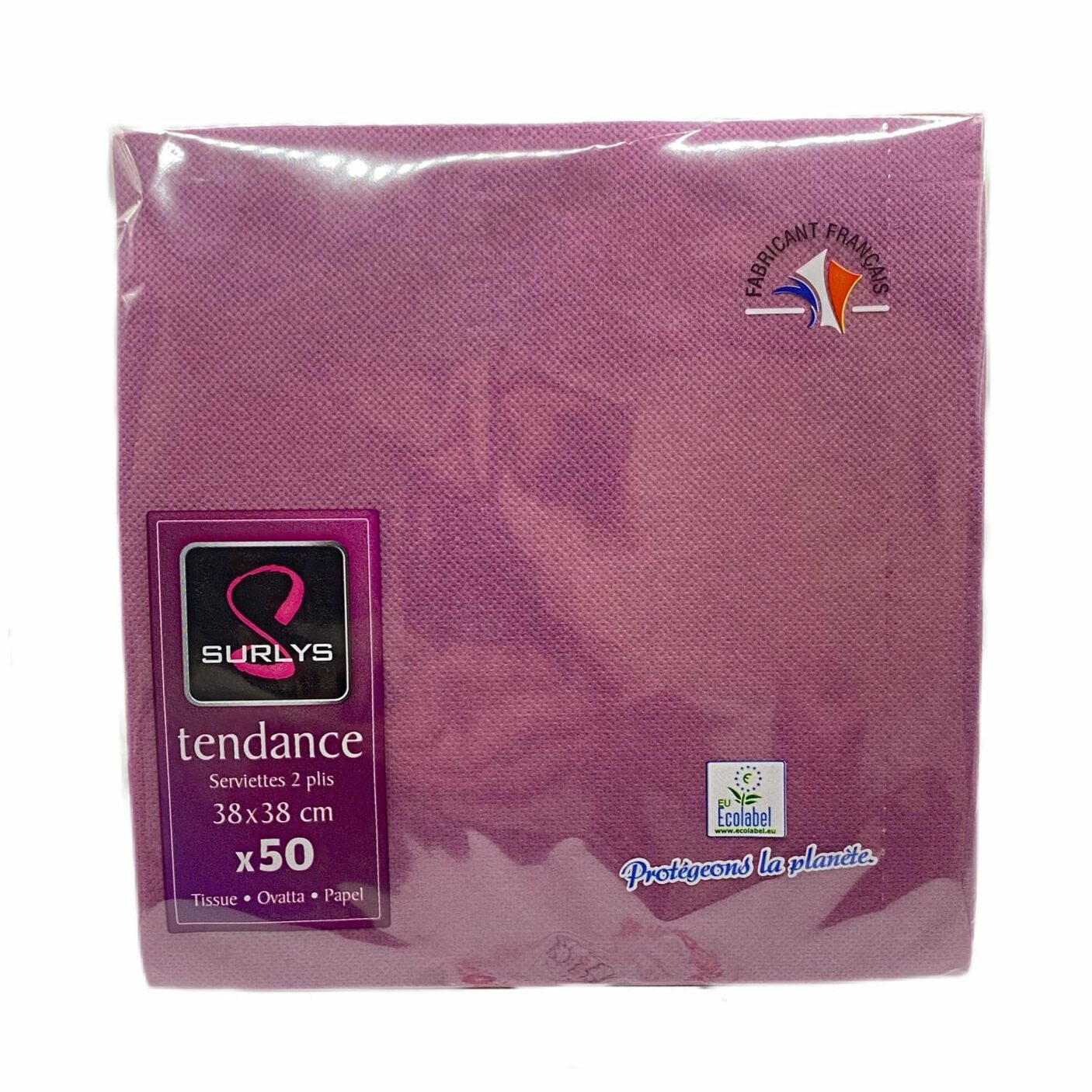 Serviette jetables violettes parmes 38x38cm x50 - L'Entrepôt de la Fête
